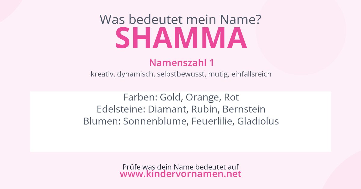 Was bedeutet der Name Shamma?