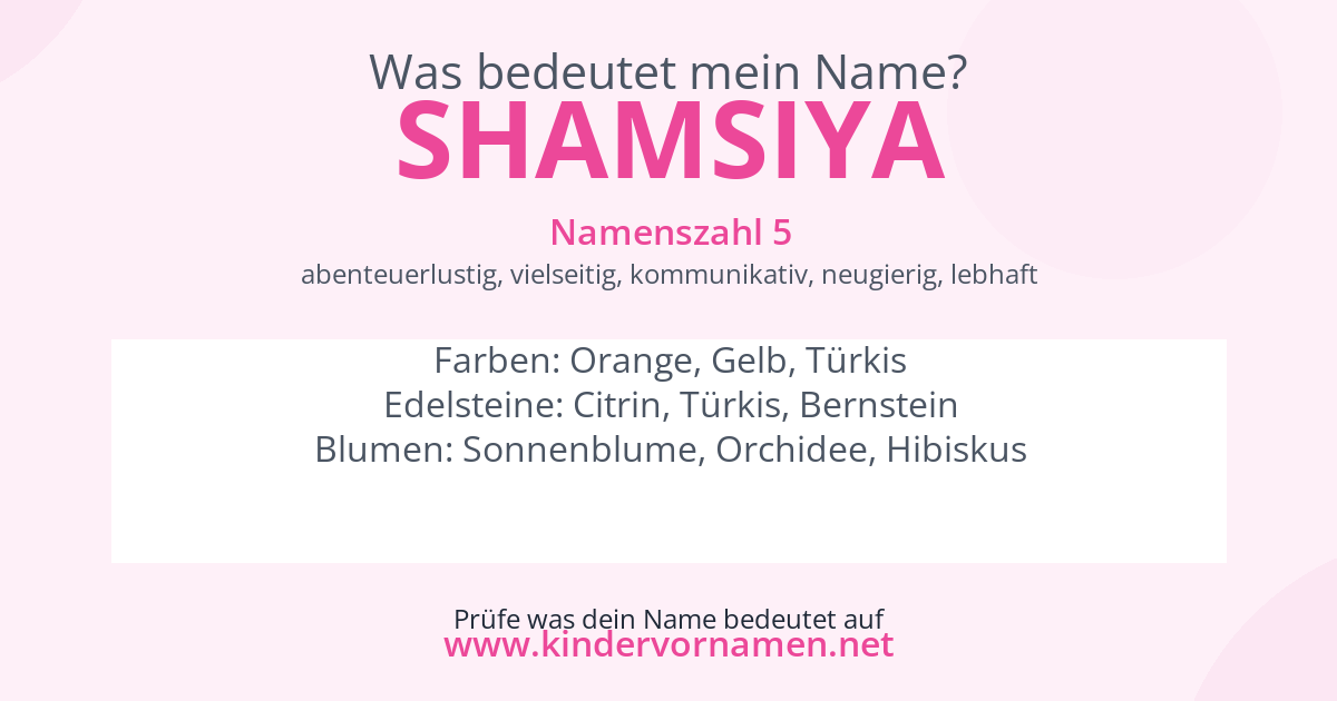 Was bedeutet der Name Shamsiya?