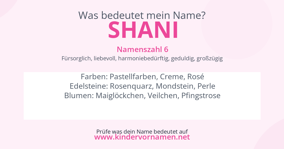 Was bedeutet der Name Shani?