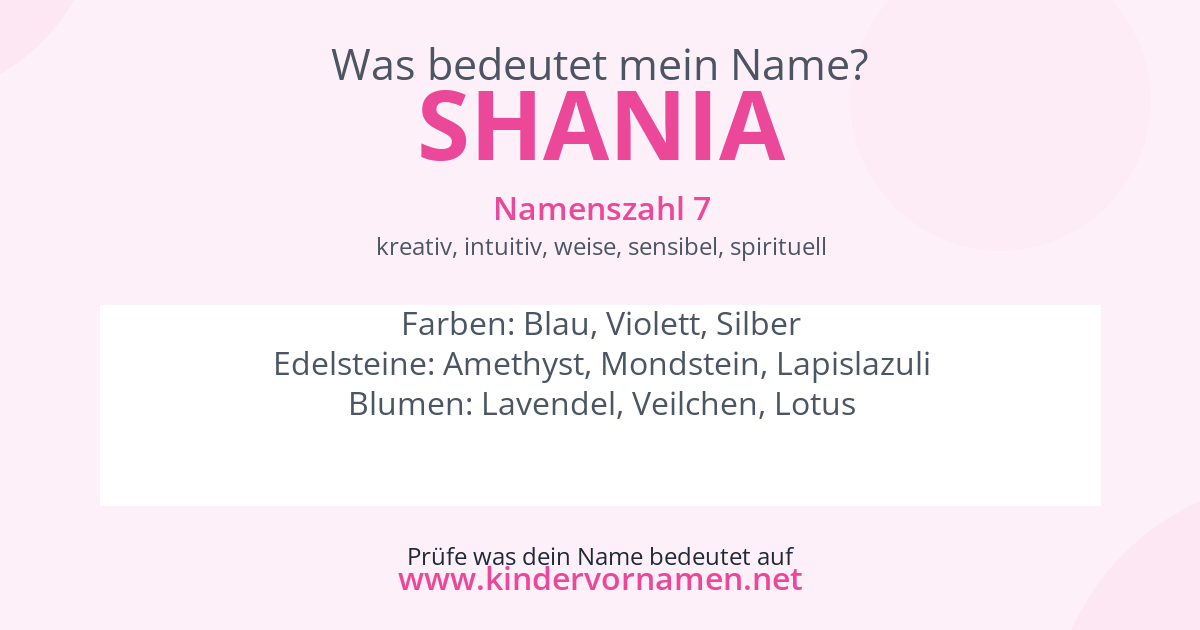 Was bedeutet der Name Shania?