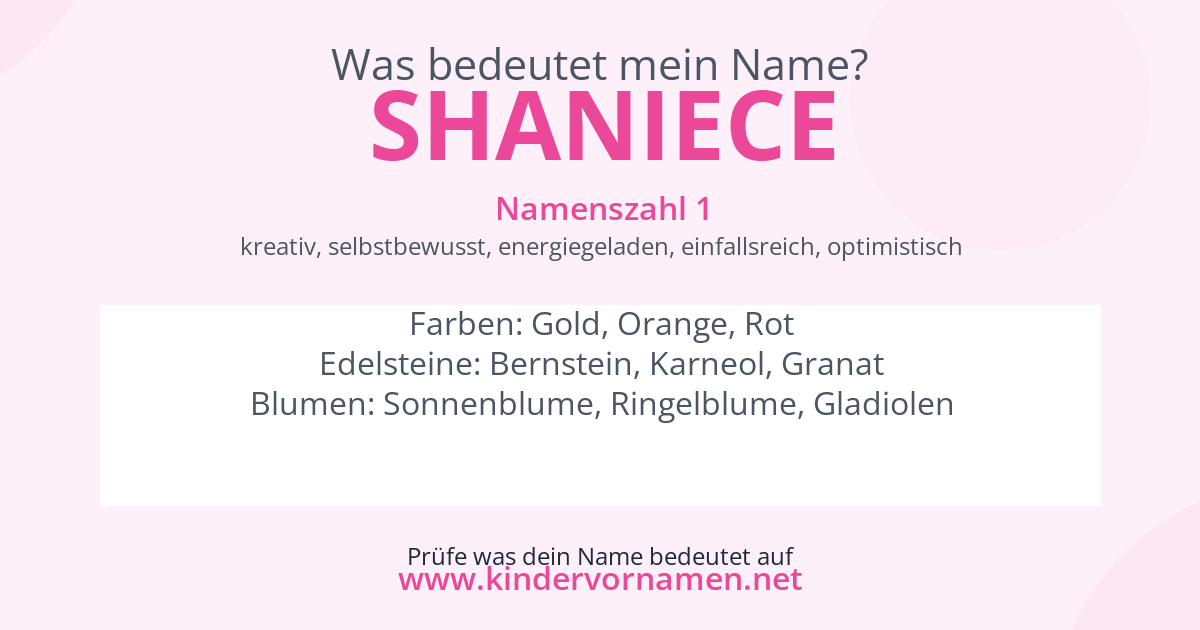 Was bedeutet der Name Shaniece?
