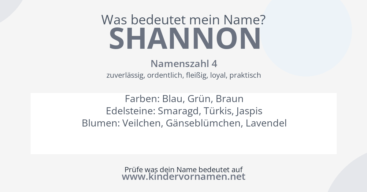 Was bedeutet der Name Shannon?