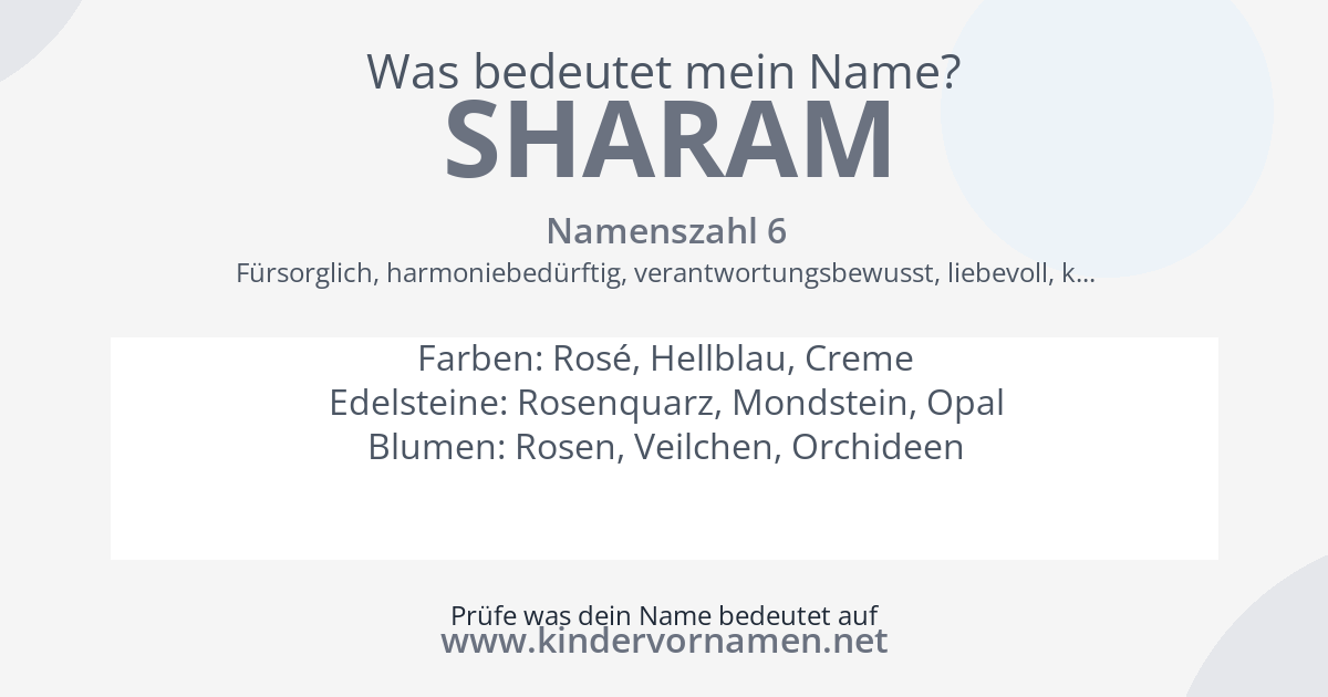 Was bedeutet der Name Sharam?