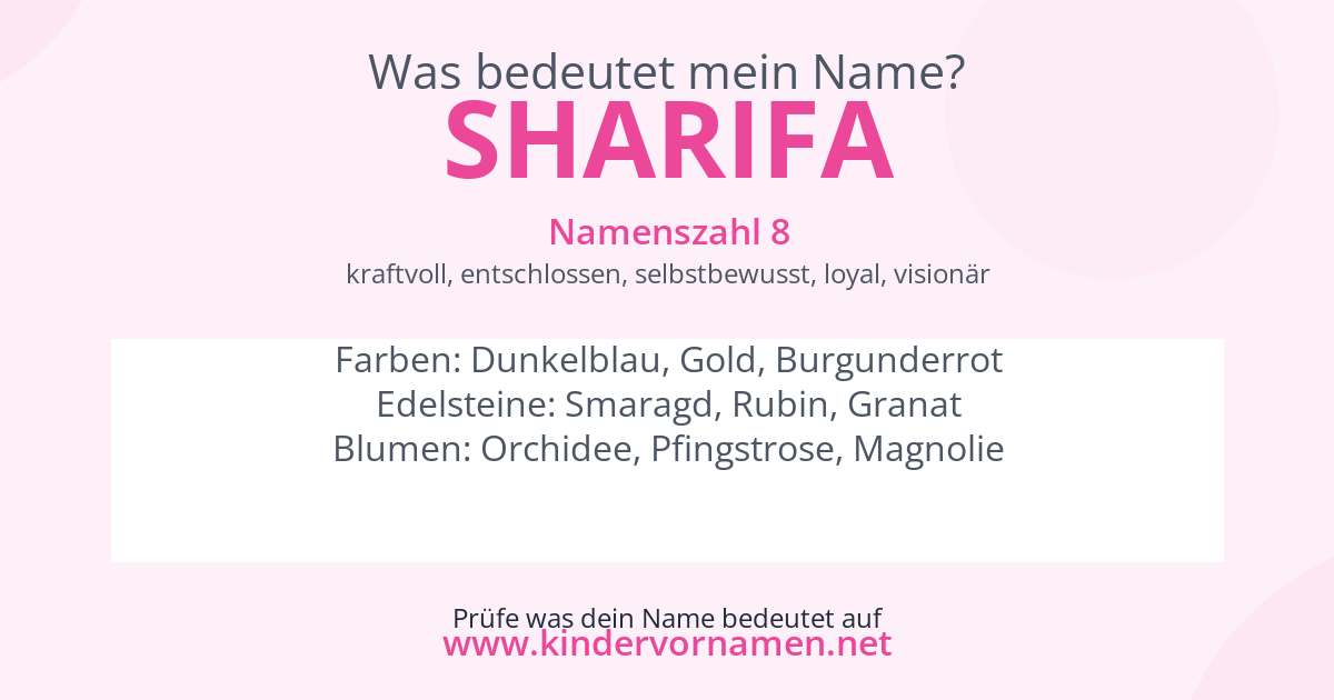 Was bedeutet der Name Sharifa?