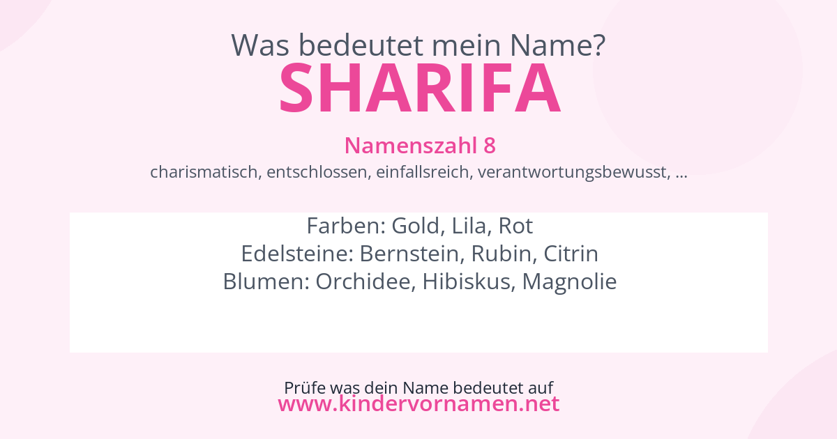 Was bedeutet der Name Sharifa?