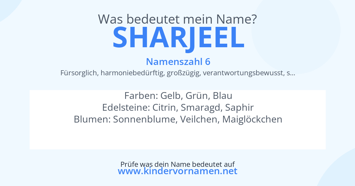 Was bedeutet der Name Sharjeel?