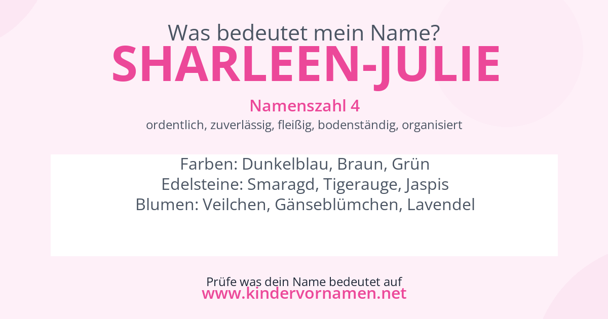 Was bedeutet der Name Sharleen-Julie?