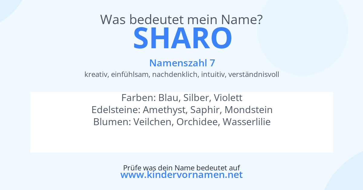 Was bedeutet der Name Sharo?