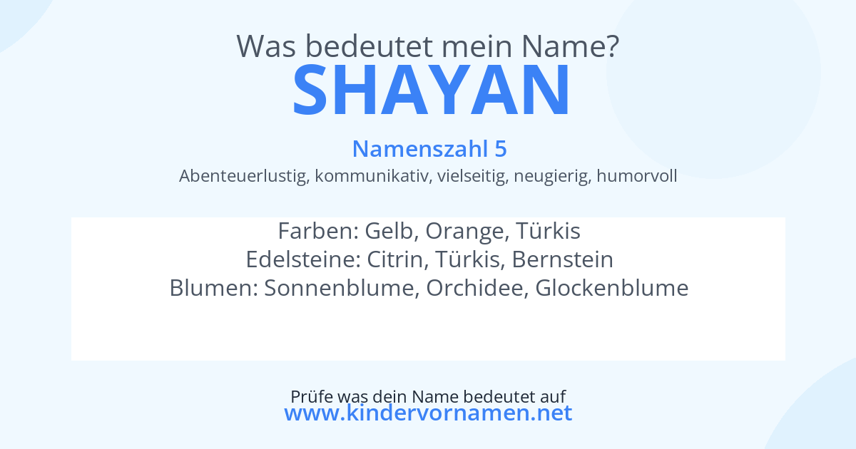 Was bedeutet der Name Shayan?