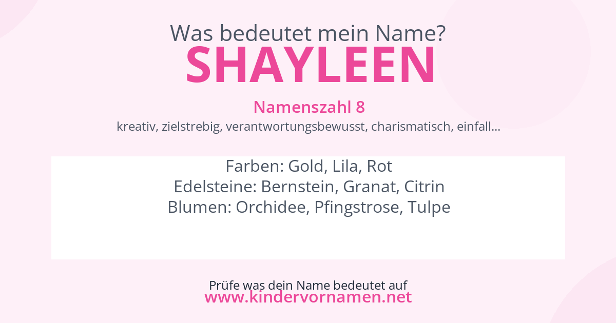 Was bedeutet der Name Shayleen?