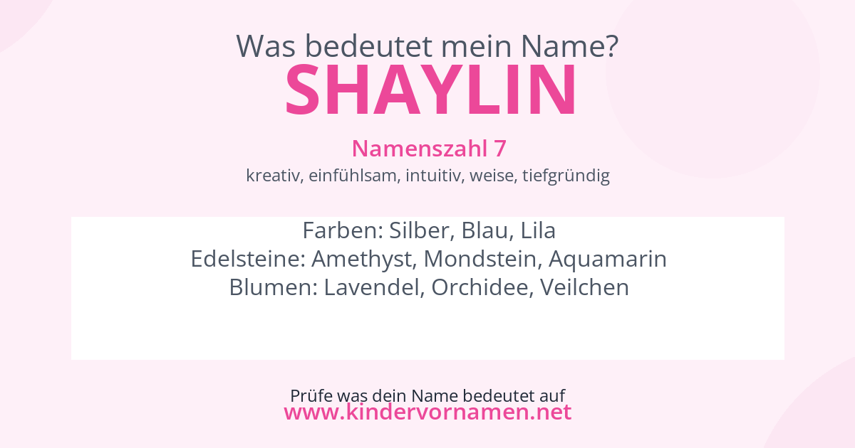Was bedeutet der Name Shaylin?