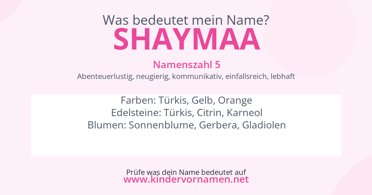 Was bedeutet der Name Shaymaa?