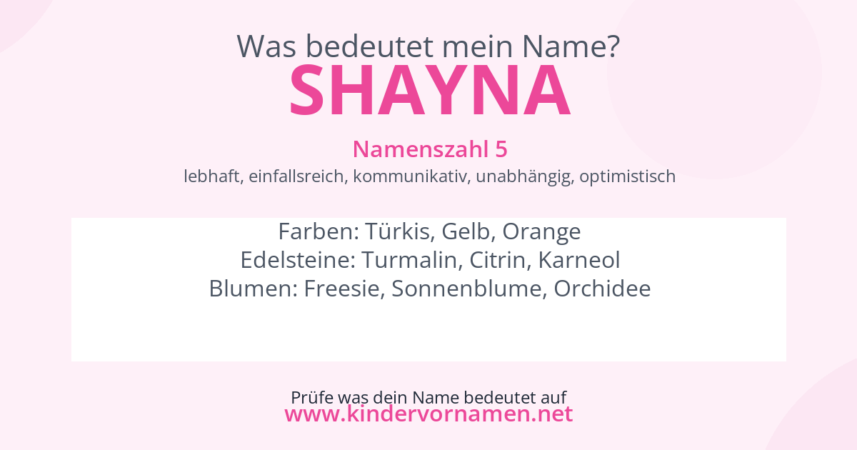 Was bedeutet der Name Shayna?