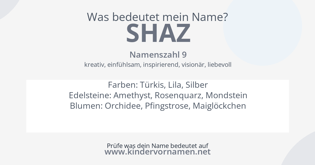 Was bedeutet der Name Shaz?