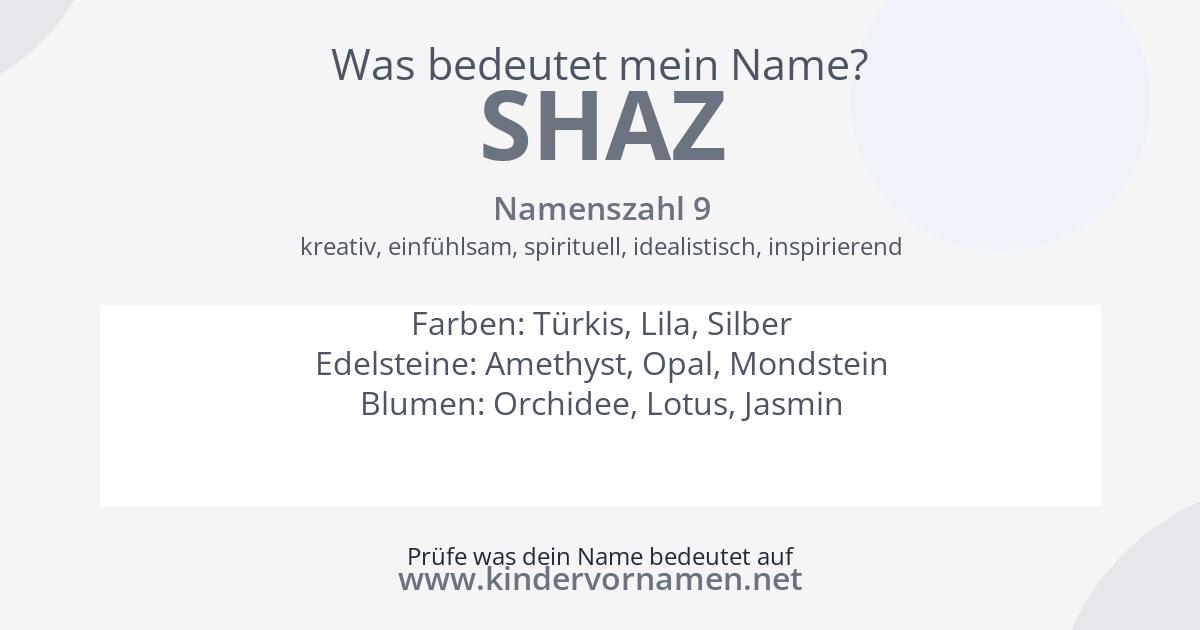 Was bedeutet der Name Shaz?