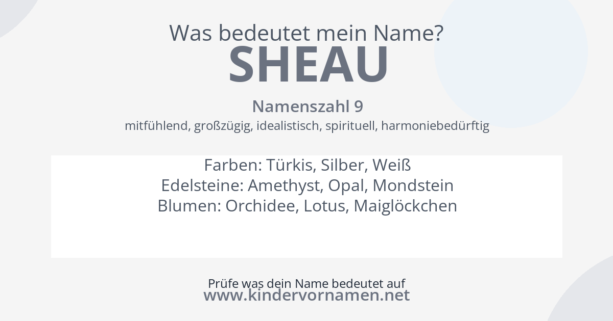 Was bedeutet der Name Sheau?
