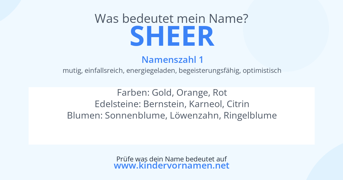 Was bedeutet der Name Sheer?