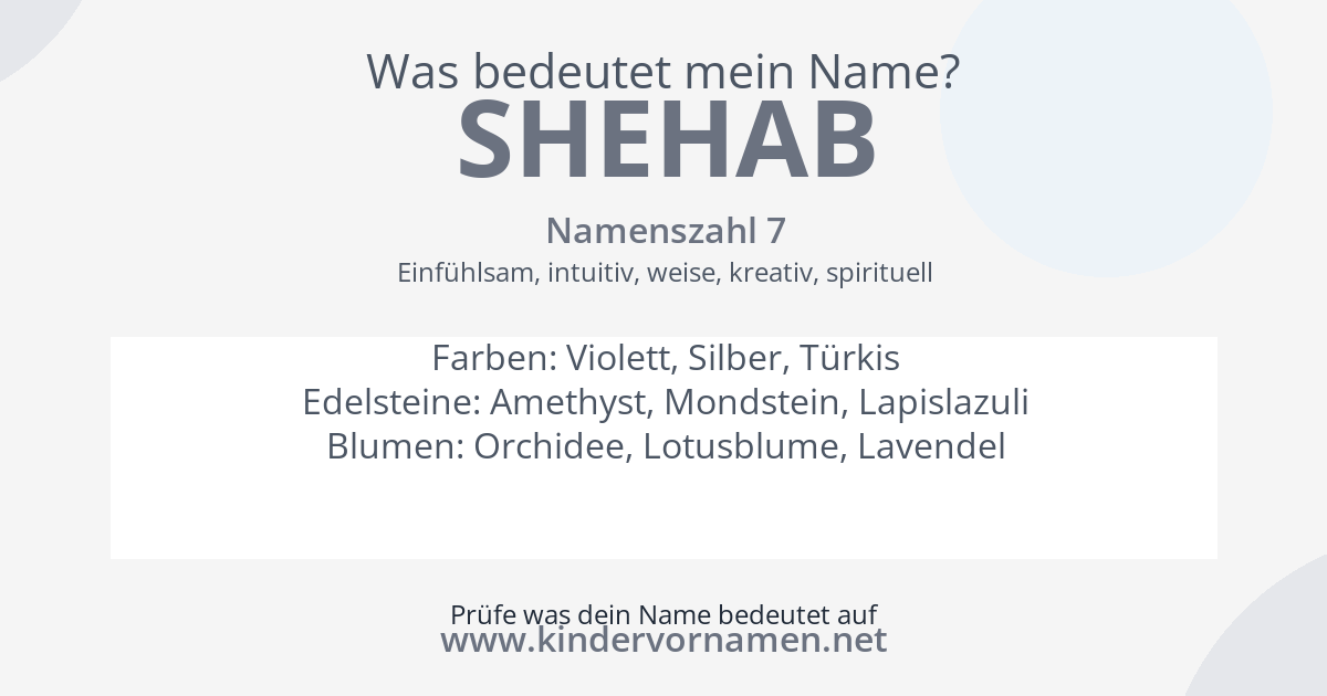 Was bedeutet der Name Shehab?