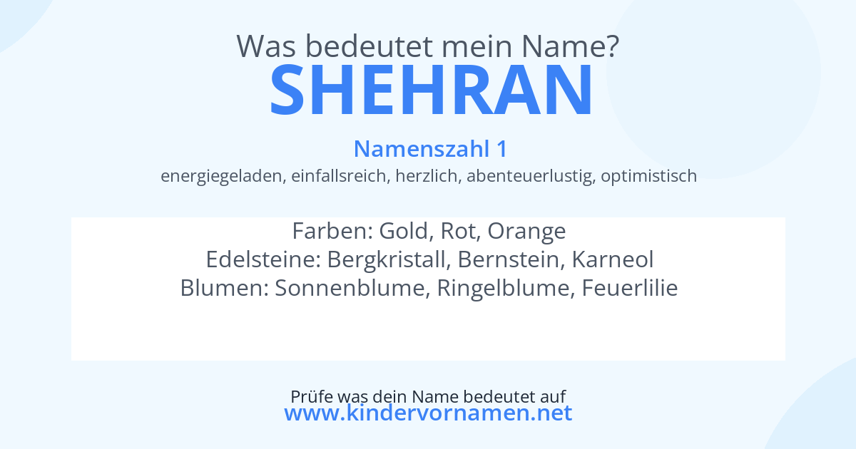 Was bedeutet der Name Shehran?