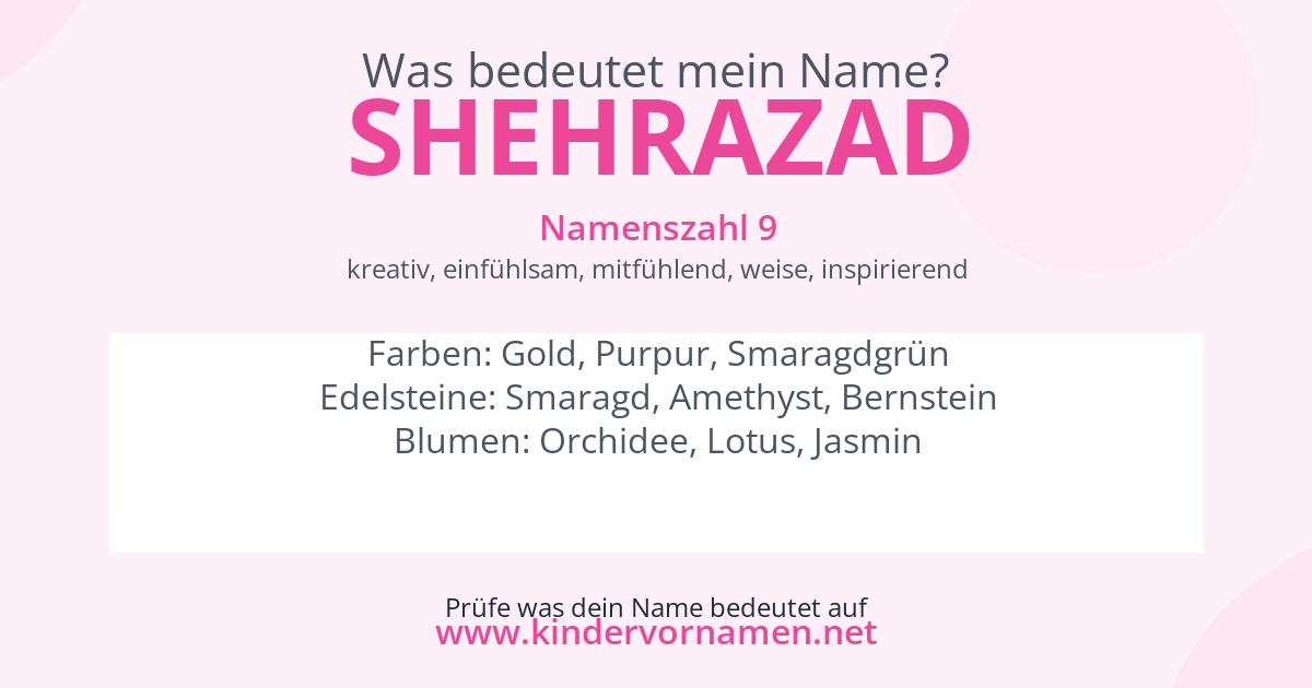 Was bedeutet der Name Shehrazad?