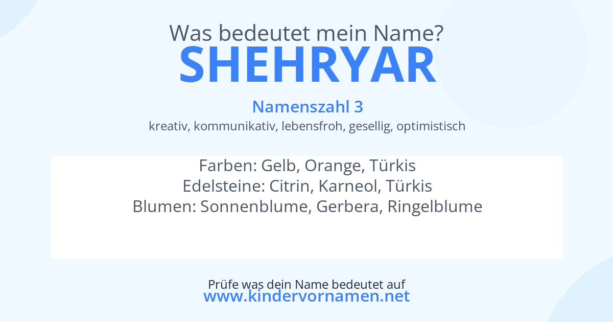 Was bedeutet der Name Shehryar?