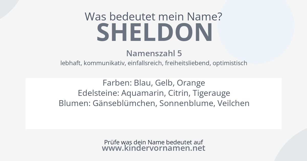 Was bedeutet der Name Sheldon?