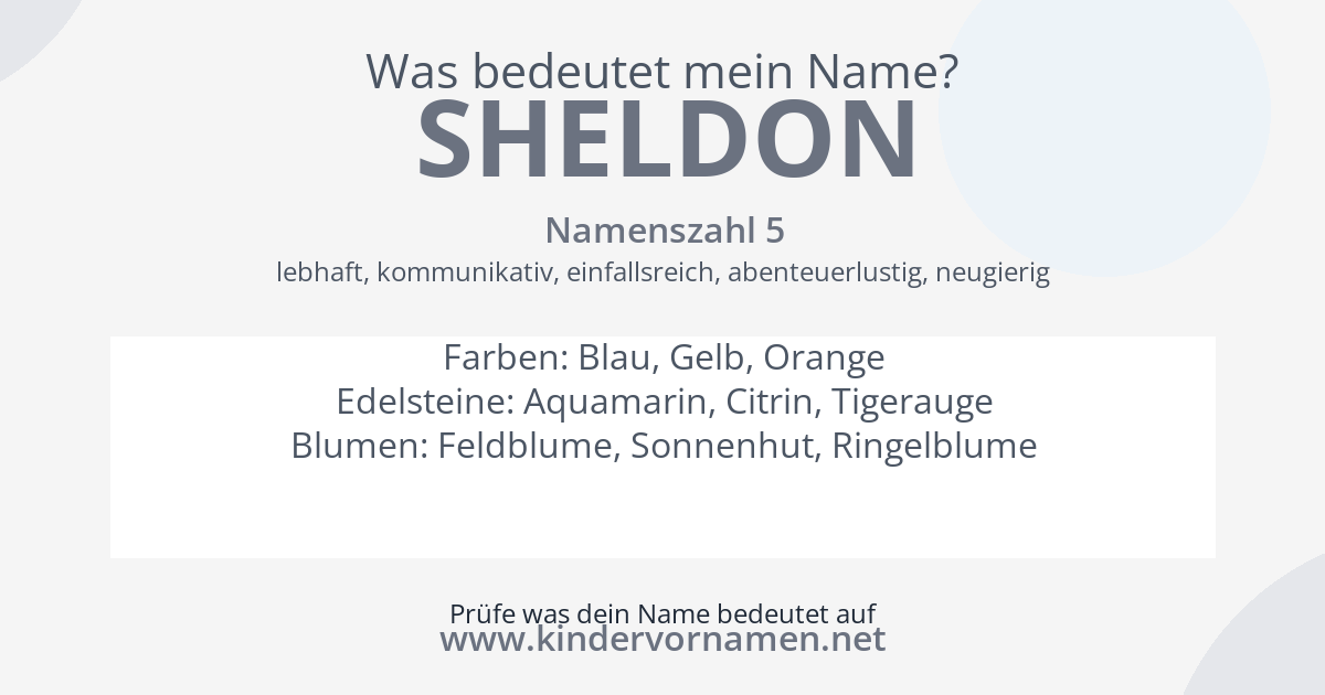 Was bedeutet der Name Sheldon?