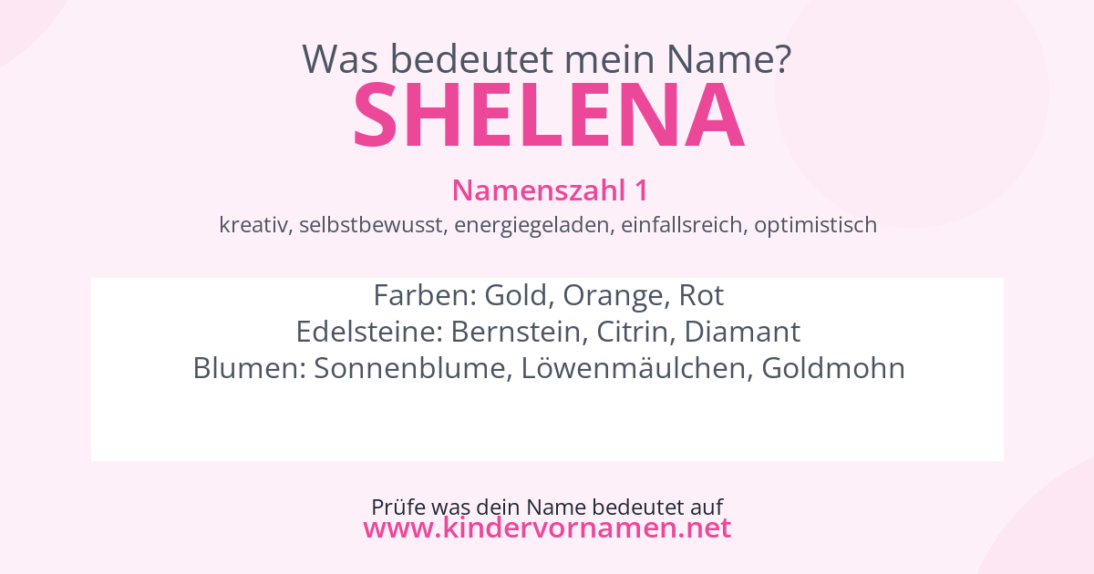 Was bedeutet der Name Shelena?