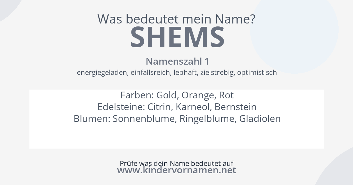 Was bedeutet der Name Shems?