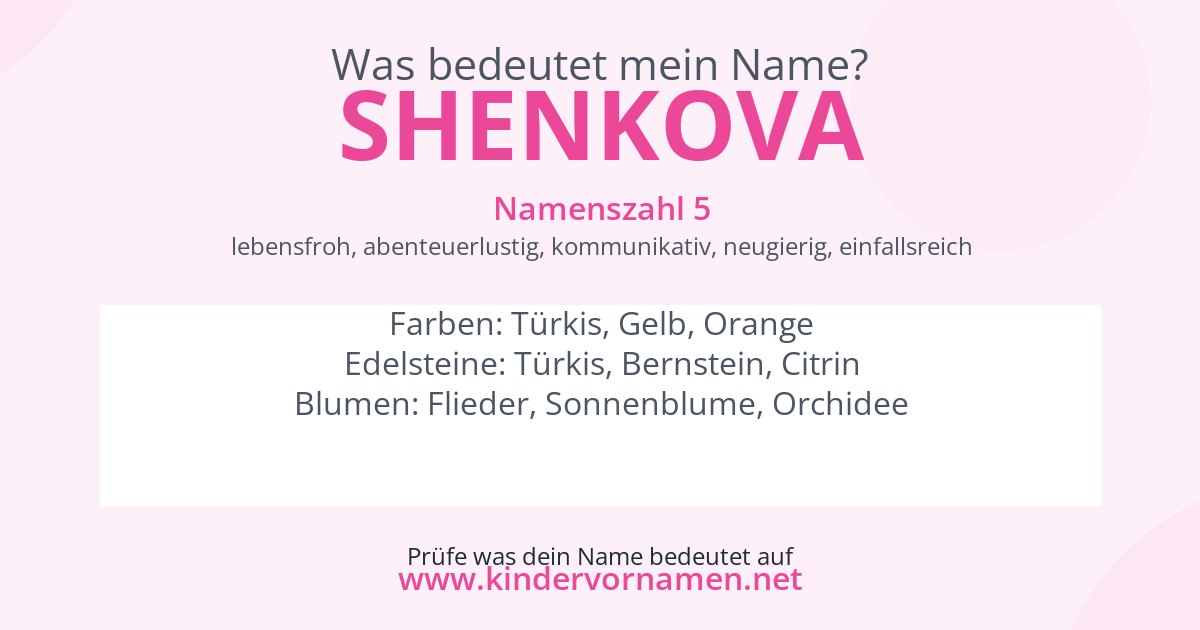 Was bedeutet der Name Shenkova?