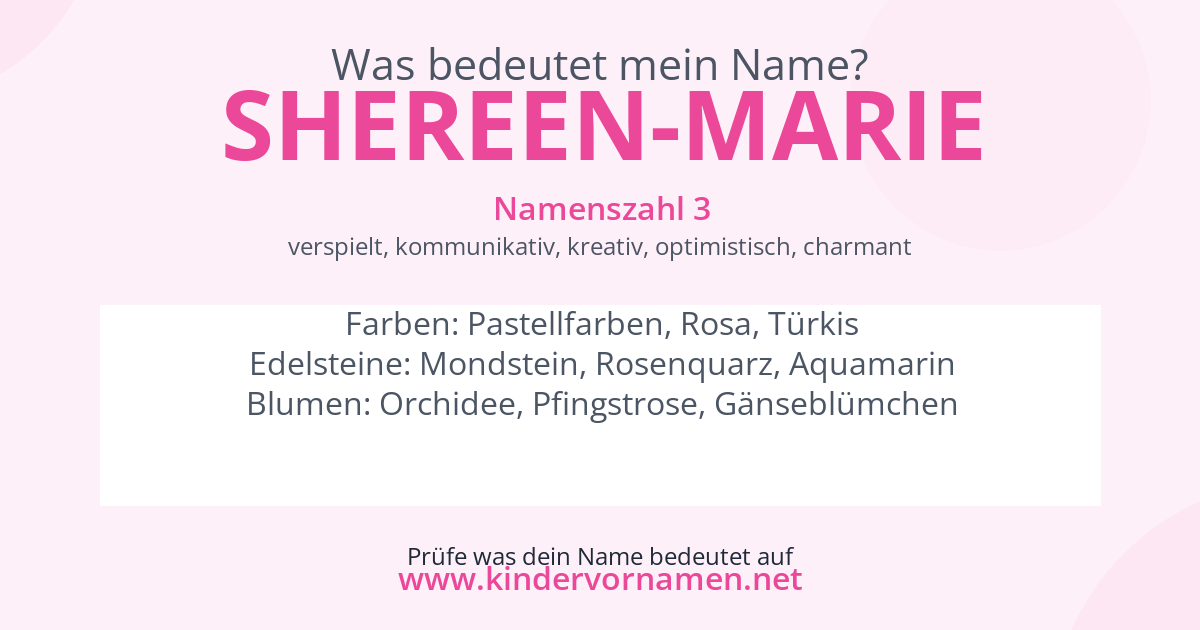 Was bedeutet der Name Shereen-Marie?
