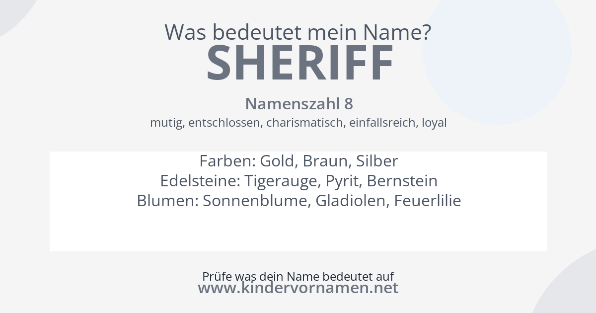 Was bedeutet der Name Sheriff?