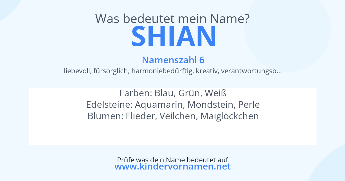 Was bedeutet der Name Shian?