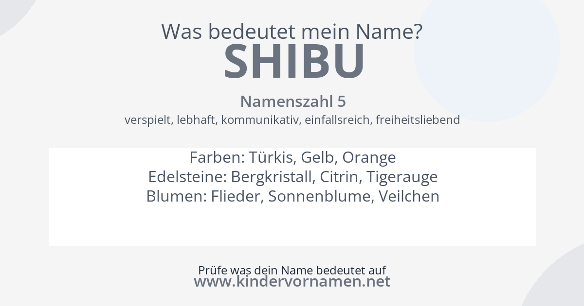 Was bedeutet der Name Shibu?