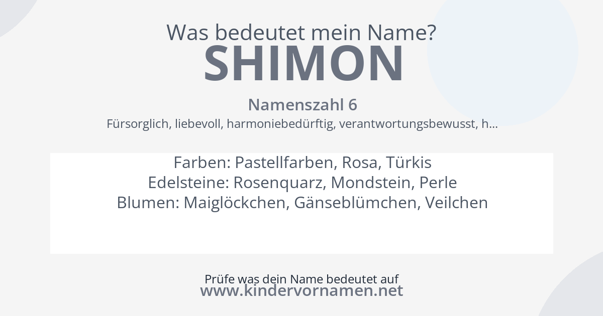 Was bedeutet der Name Shimon?
