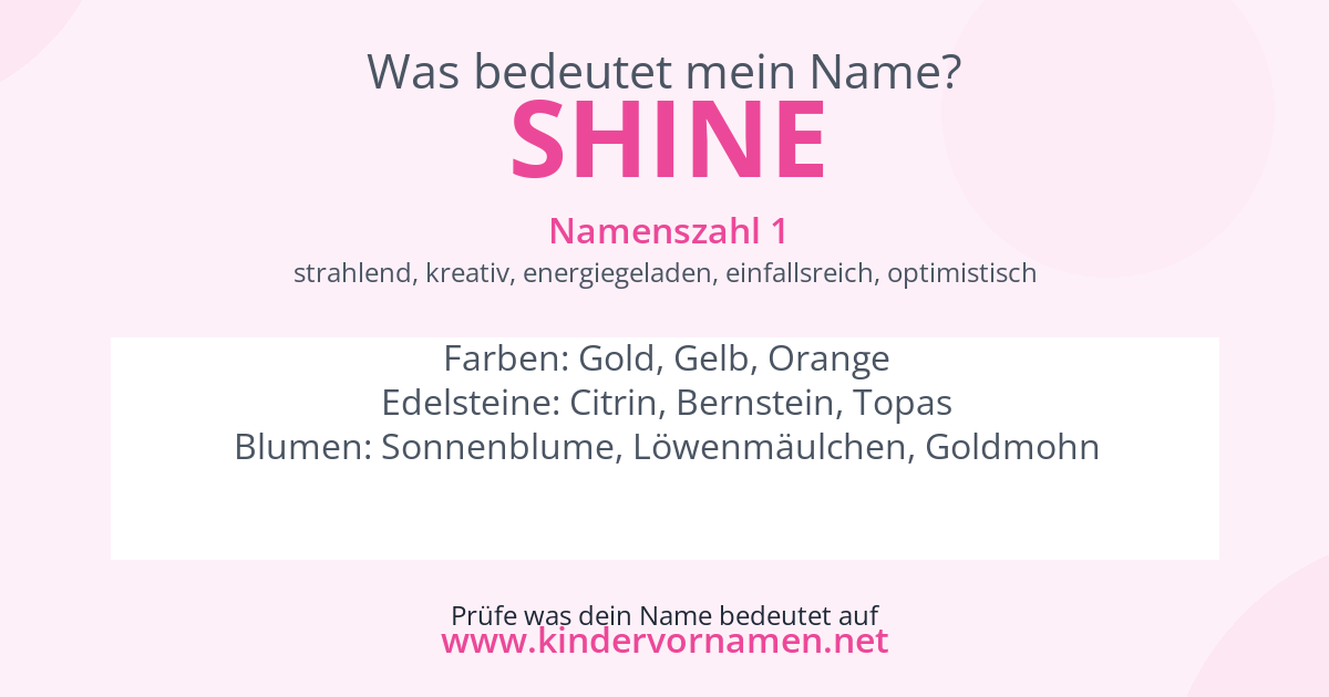 Was bedeutet der Name Shine?