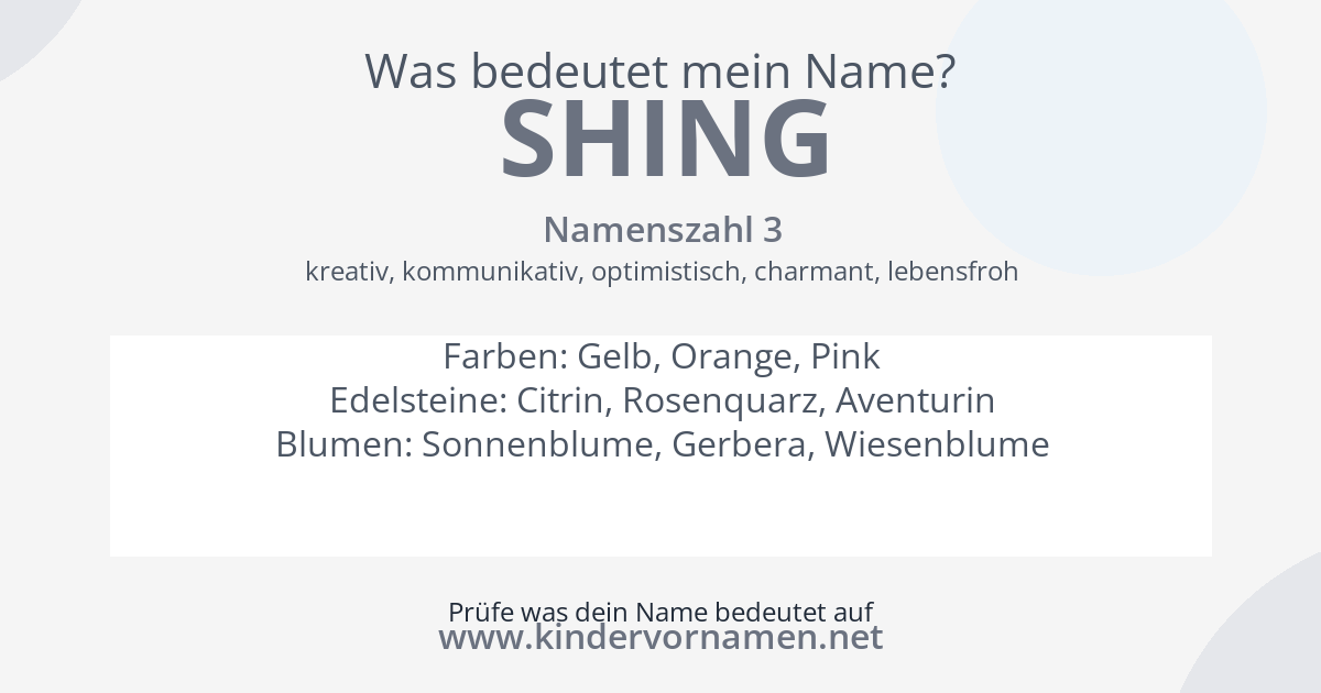 Was bedeutet der Name Shing?