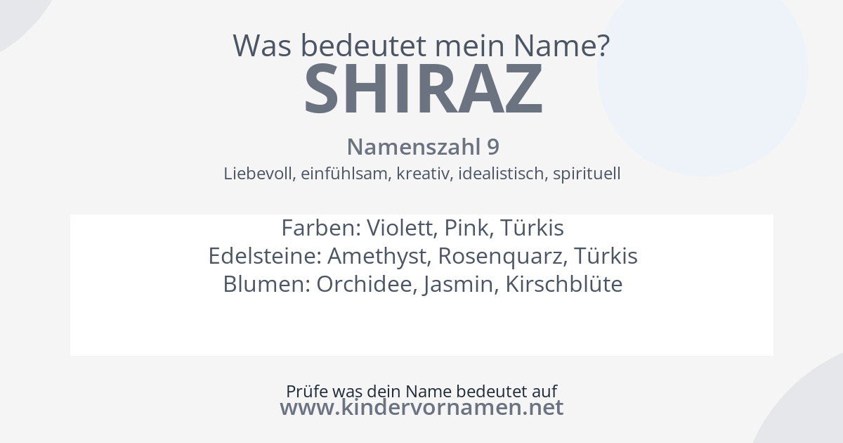 Was bedeutet der Name Shiraz?