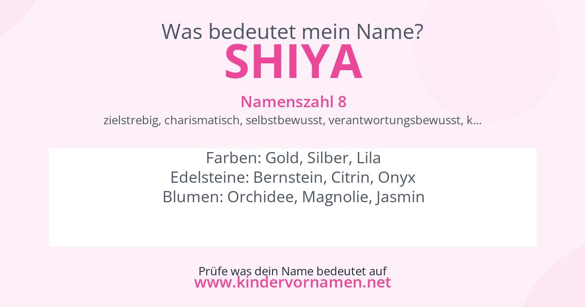 Was bedeutet der Name Shiya?