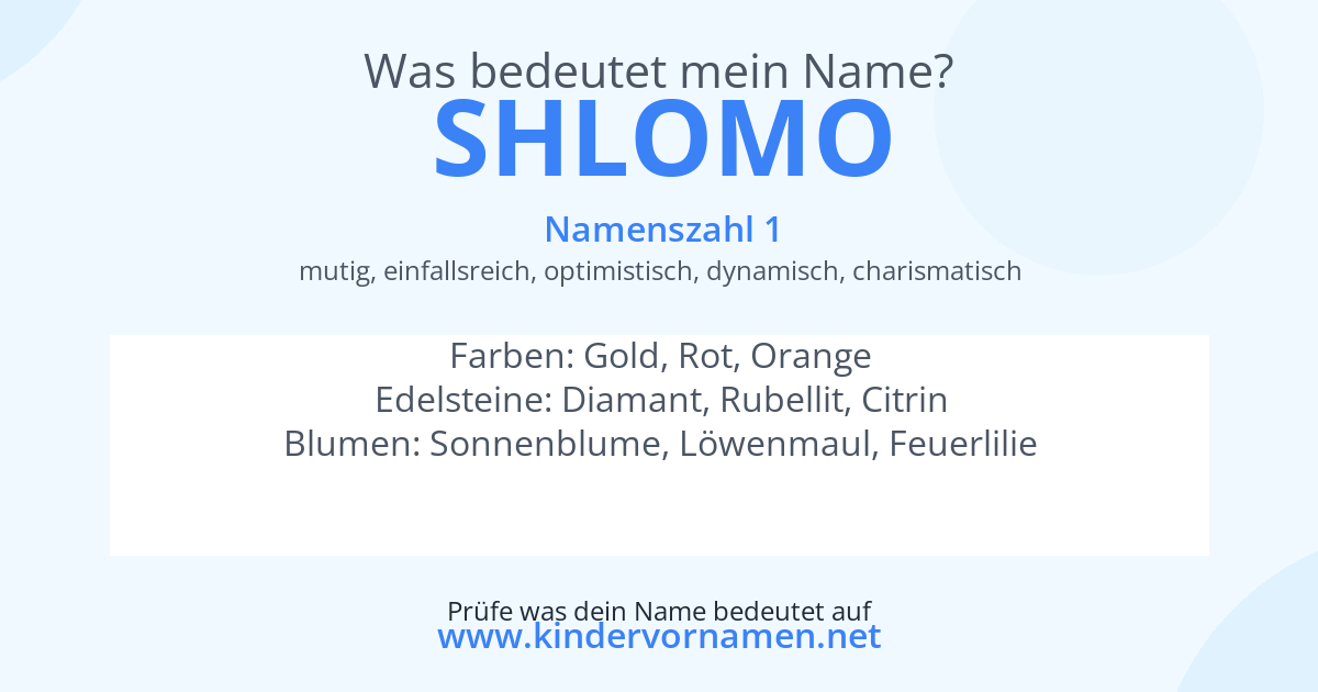 Was bedeutet der Name Shlomo?