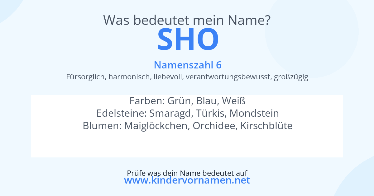 Was bedeutet der Name Sho?