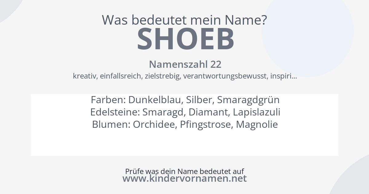 Was bedeutet der Name Shoeb?