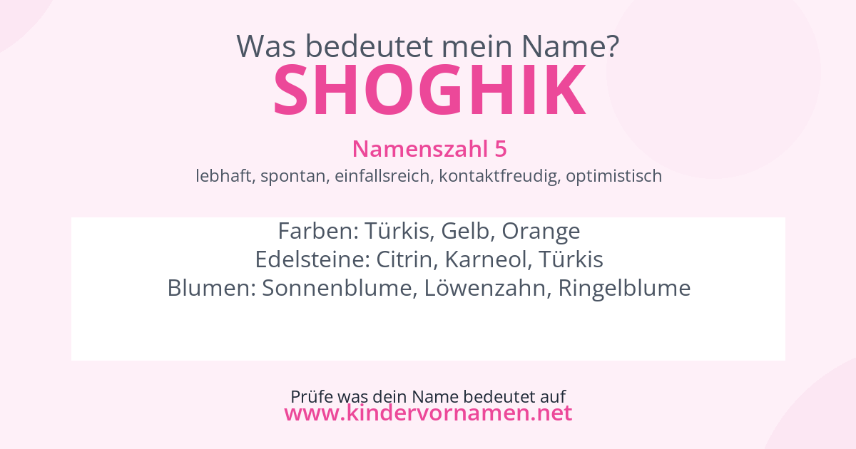 Was bedeutet der Name Shoghik?