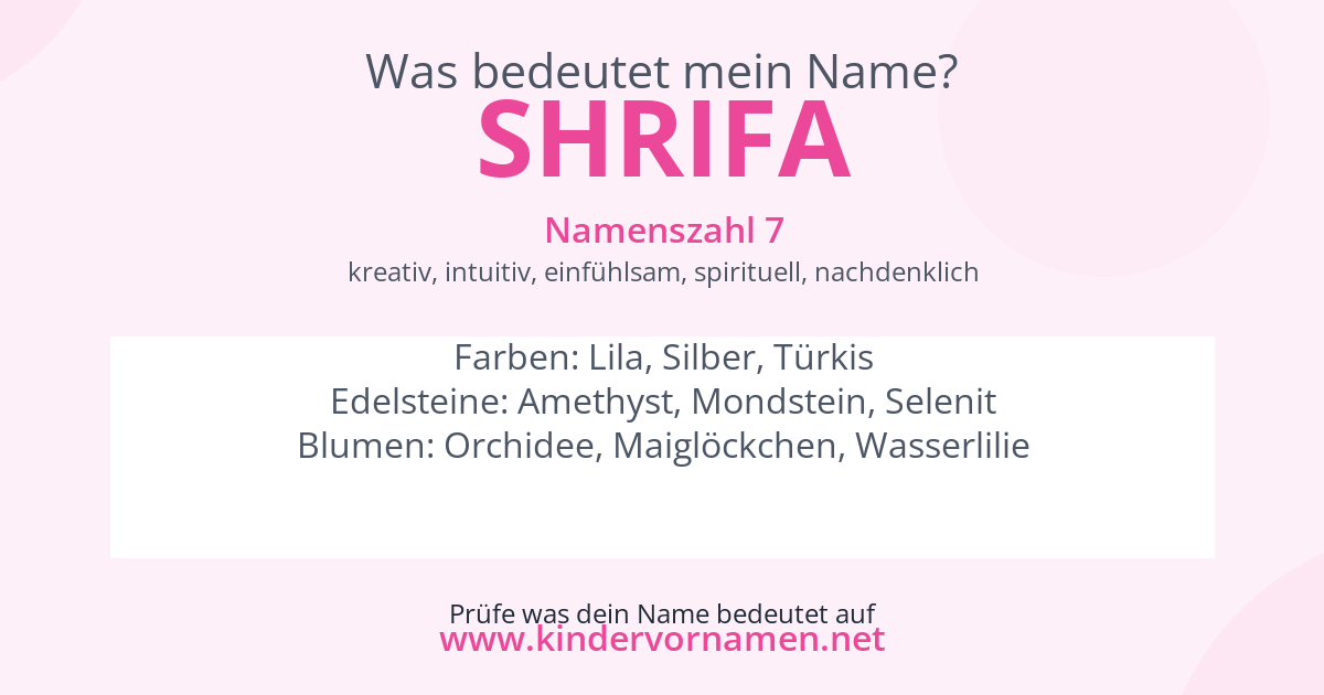 Was bedeutet der Name Shrifa?