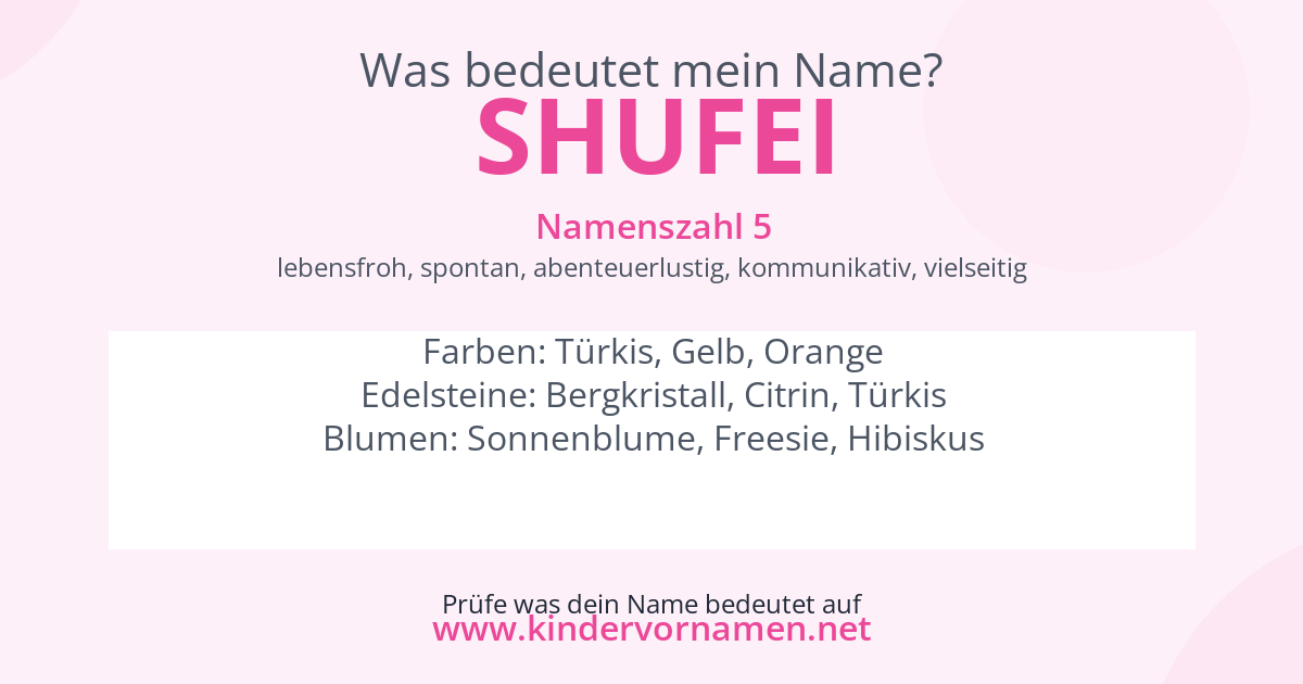 Was bedeutet der Name Shufei?
