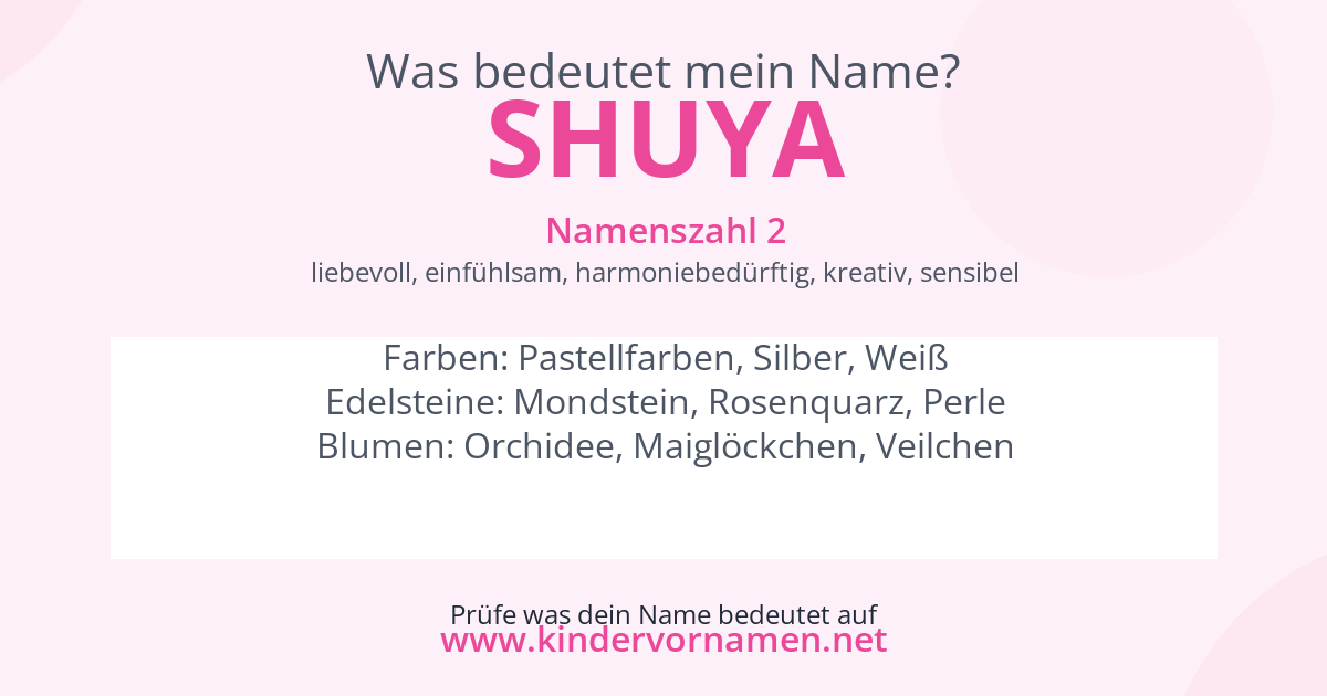 Was bedeutet der Name Shuya?