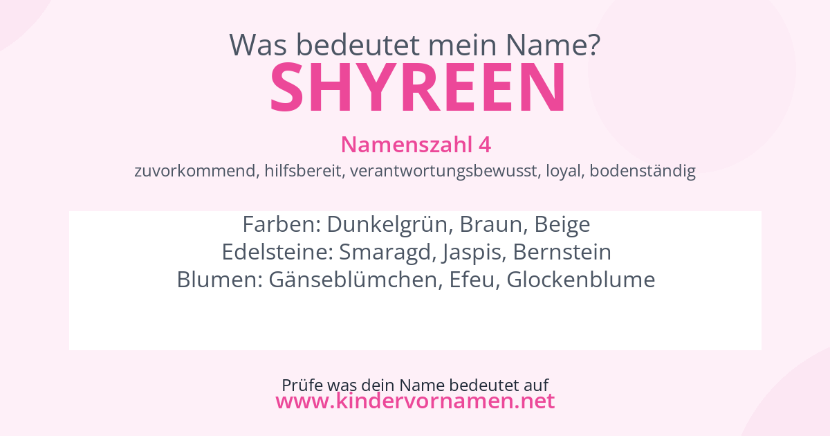 Was bedeutet der Name Shyreen?