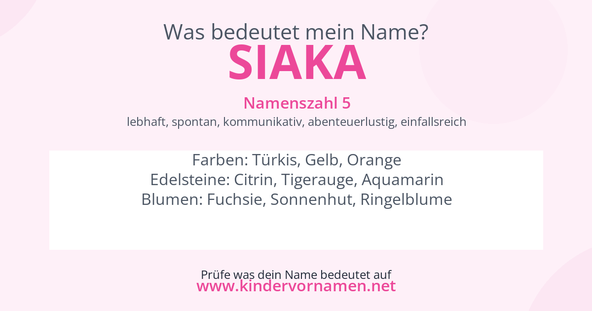 Was bedeutet der Name Siaka?