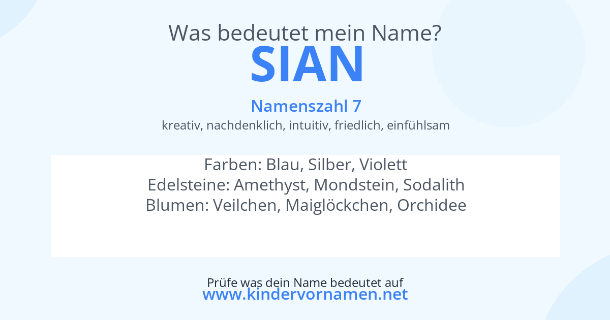 Was bedeutet der Name Sian?
