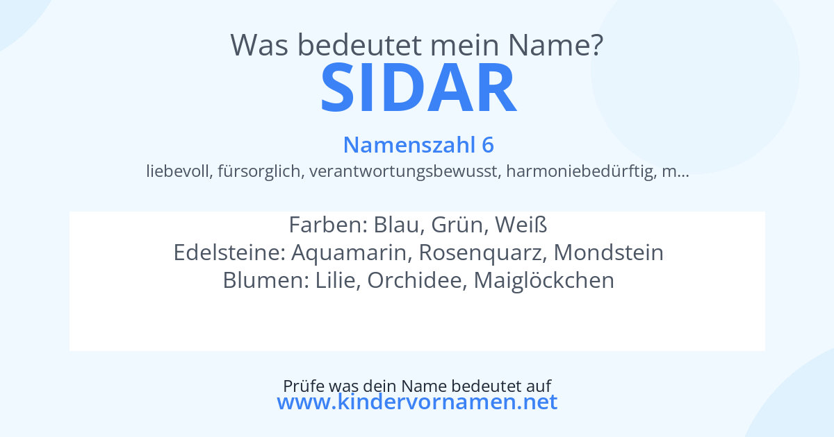 Was bedeutet der Name Sidar?